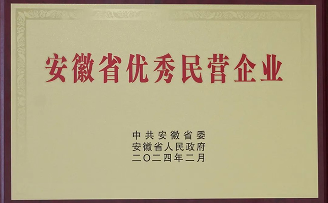 安徽省優秀民營企業稱號 安徽省優秀民營企業稱號